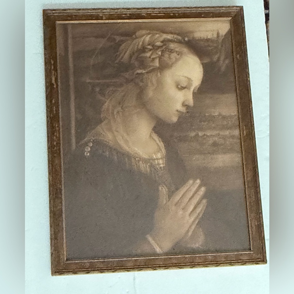 Vintage Antique Madonna Filippo Lippi Italian Framed Print Renaissance Art 18.5”